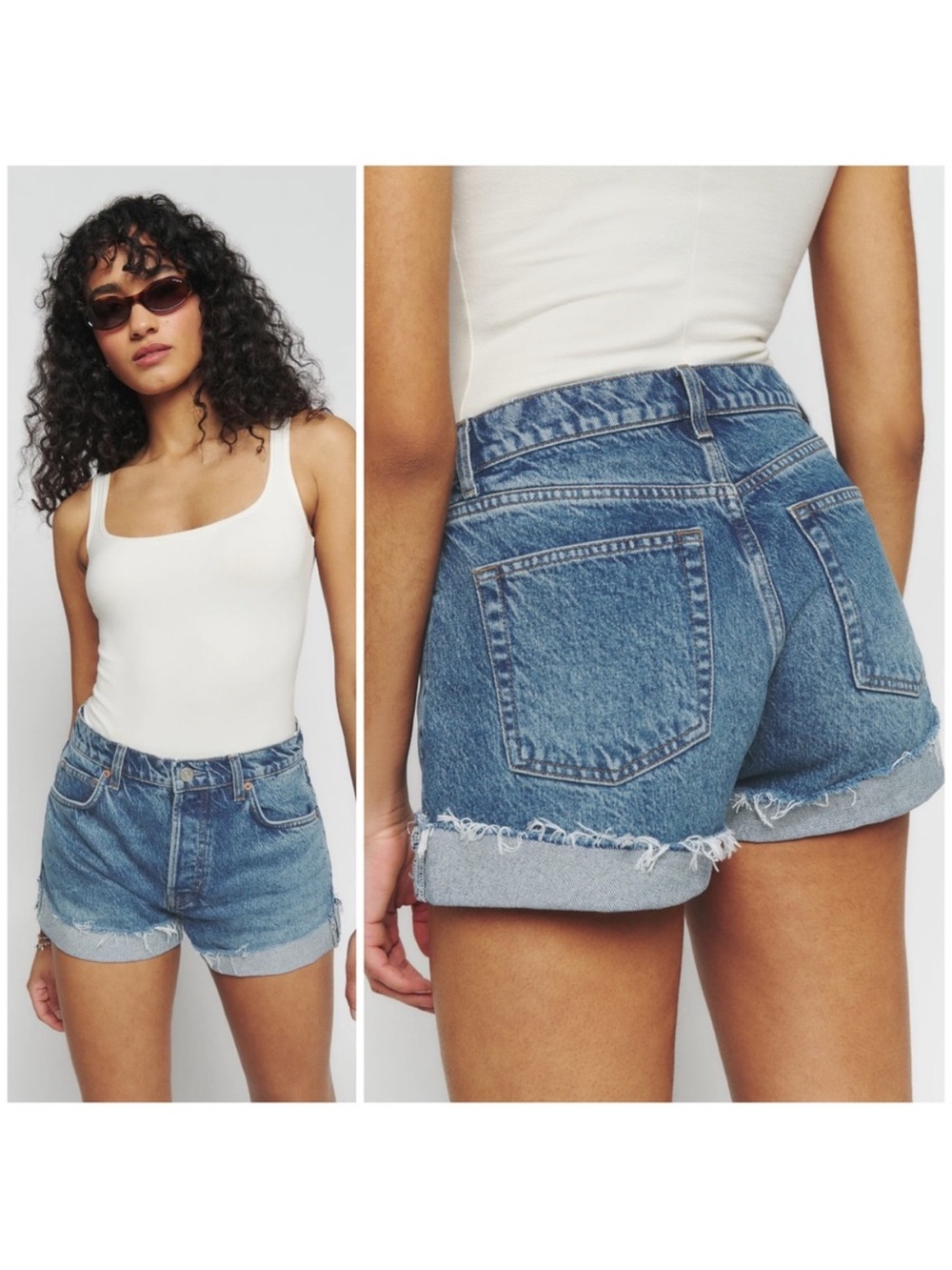 Reformation Charlie Cuffed High Rise Jeans Shorts (Size 29)